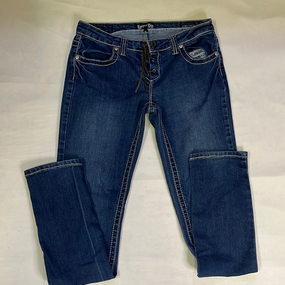 Karma Blue Y2K Lace-Up Low Rise Skinny Jeans Size 11